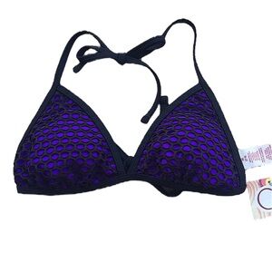 OP crochet triangle top bikini black & purple size medium